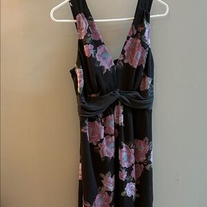 The Limited Brown Maxi Dress with Pink Floral Pattern